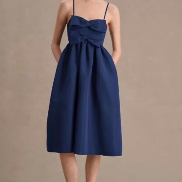 Sachin + Babi Dresses & Skirts - Anthropologie Sachin & Babi Sloane Taffeta Double-Bow Pleated Midi Dress- 4